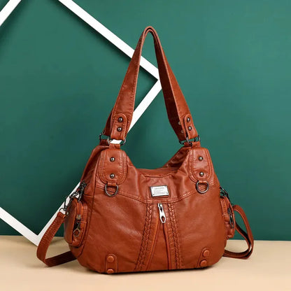 New large capacity soft leather shoulder bag