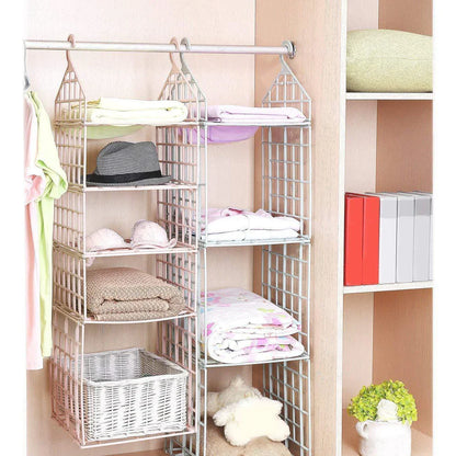 Space-Saving Foldable Wardrobe Organizer – Multi-Layer Hanging Closet Shelves for Clothes, Underwear, and Dormitory Storage (Set of 2)