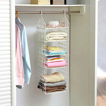 Space-Saving Foldable Wardrobe Organizer – Multi-Layer Hanging Closet Shelves for Clothes, Underwear, and Dormitory Storage (Set of 2)